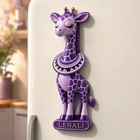 A purple Temo giraffe character